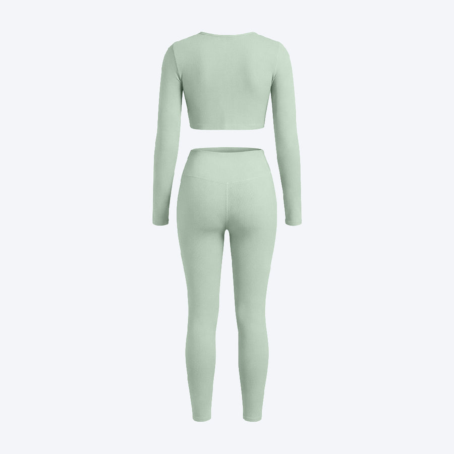Long Sleeve Crop Top & High-Waist Leggings Set