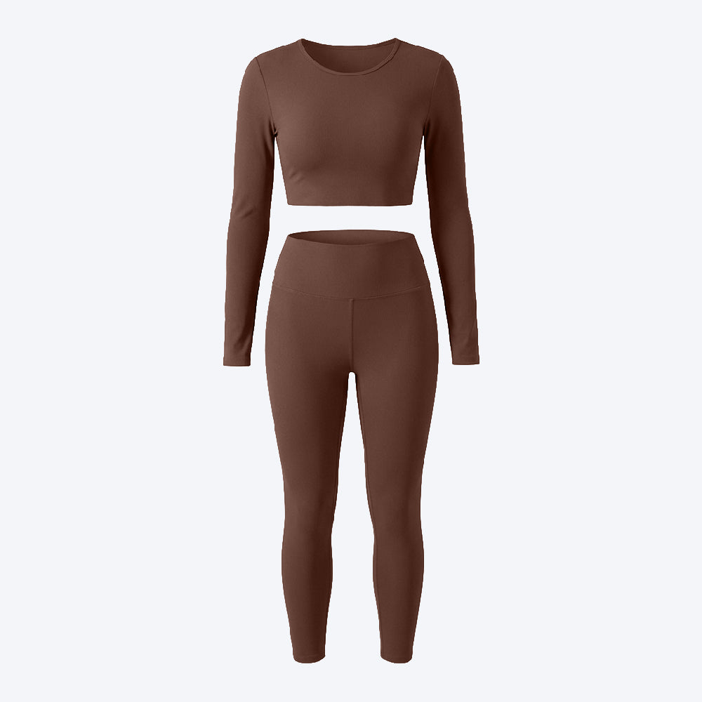 Long Sleeve Crop Top & High-Waist Leggings Set