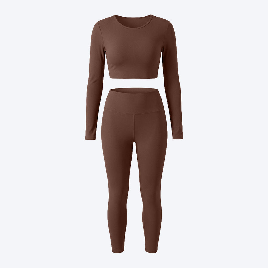 Long Sleeve Crop Top & High-Waist Leggings Set