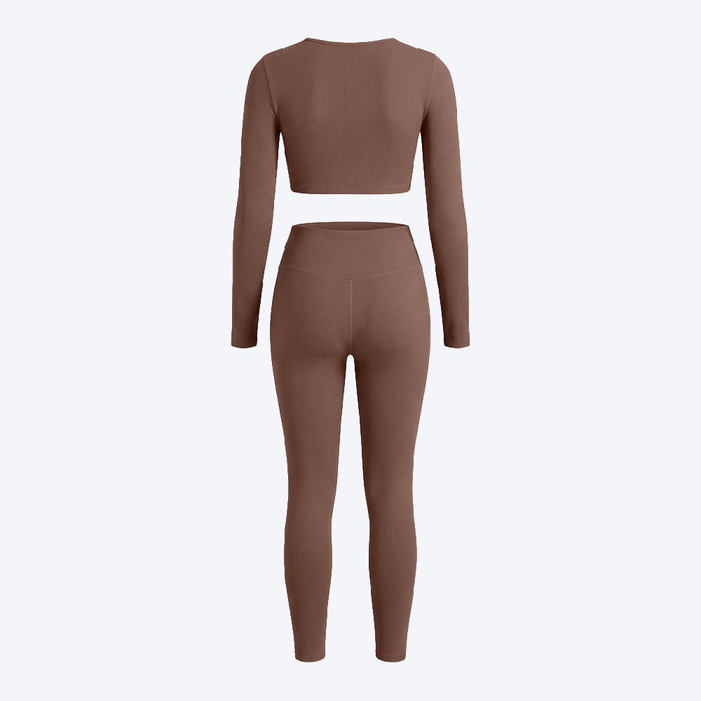 Long Sleeve Crop Top & High-Waist Leggings Set