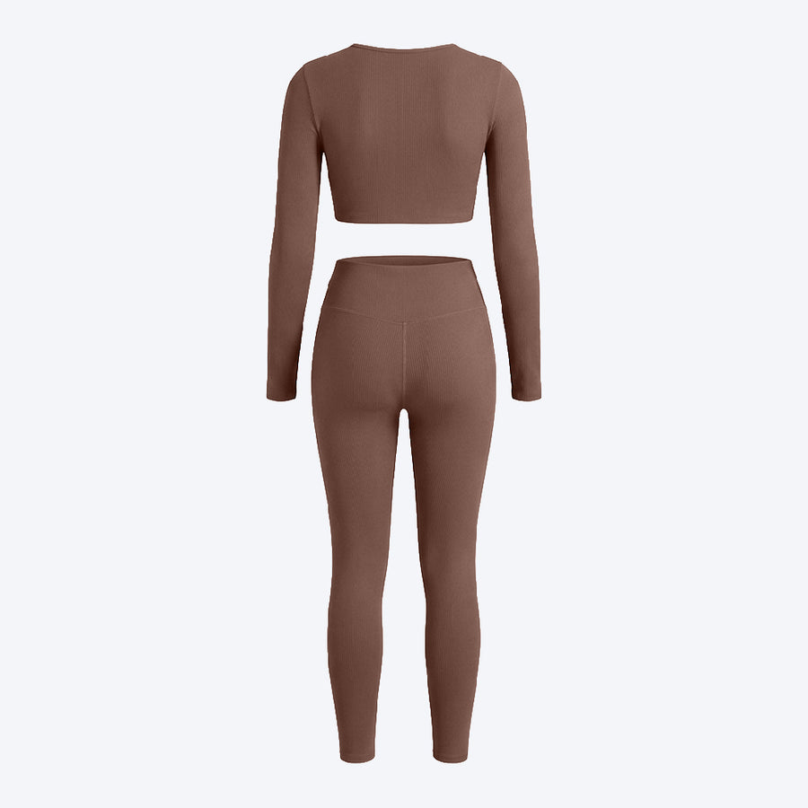 Long Sleeve Crop Top & High-Waist Leggings Set