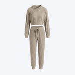 Hooded Top & Ribbed Jogger Pants Set