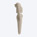 Hooded Top & Ribbed Jogger Pants Set