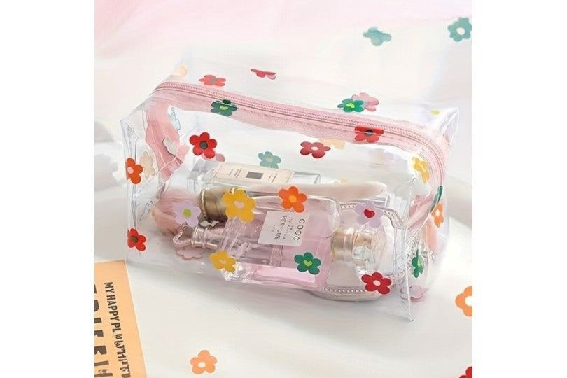 Transparent Flowers Design Pencil Case