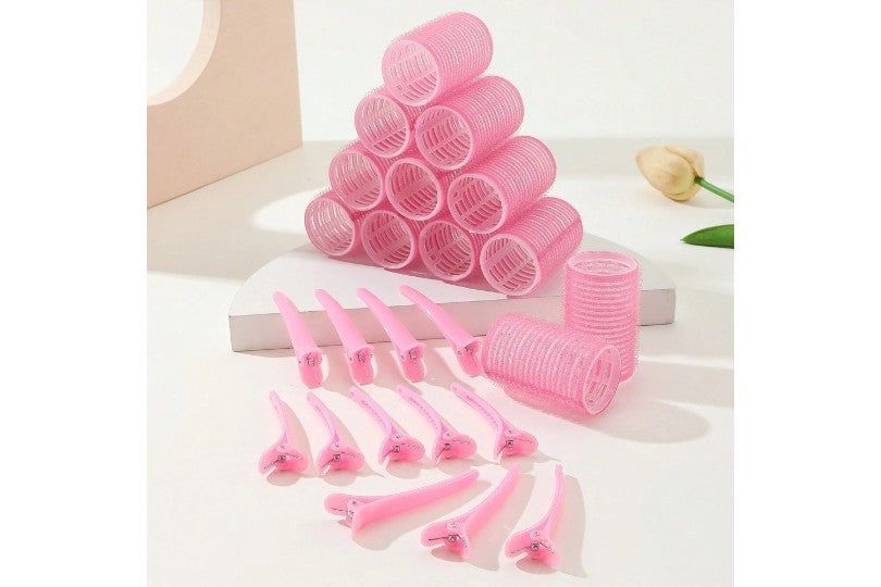 12Pcs Pink Hair Rollers