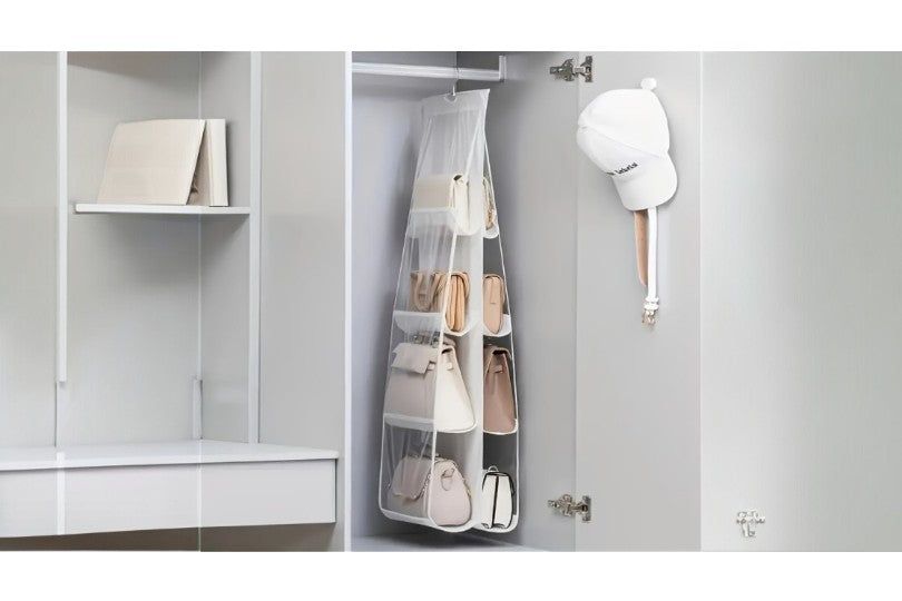 8 Pockets Clear Hanging Purse Organizer
