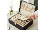 Elegant Vintage Leather Jewelry Box With Key Lock
