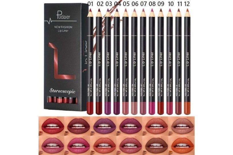 Pudaier Matte Lip Liner 12Pcs Set